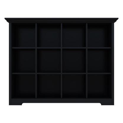 OSCHF Cube Storage Bookcase with Base - Wooden 3 Tiers Floor Standing Open Shelf Cabinet for Home and Office, 12-Cube Lattice Bookshelf, Black