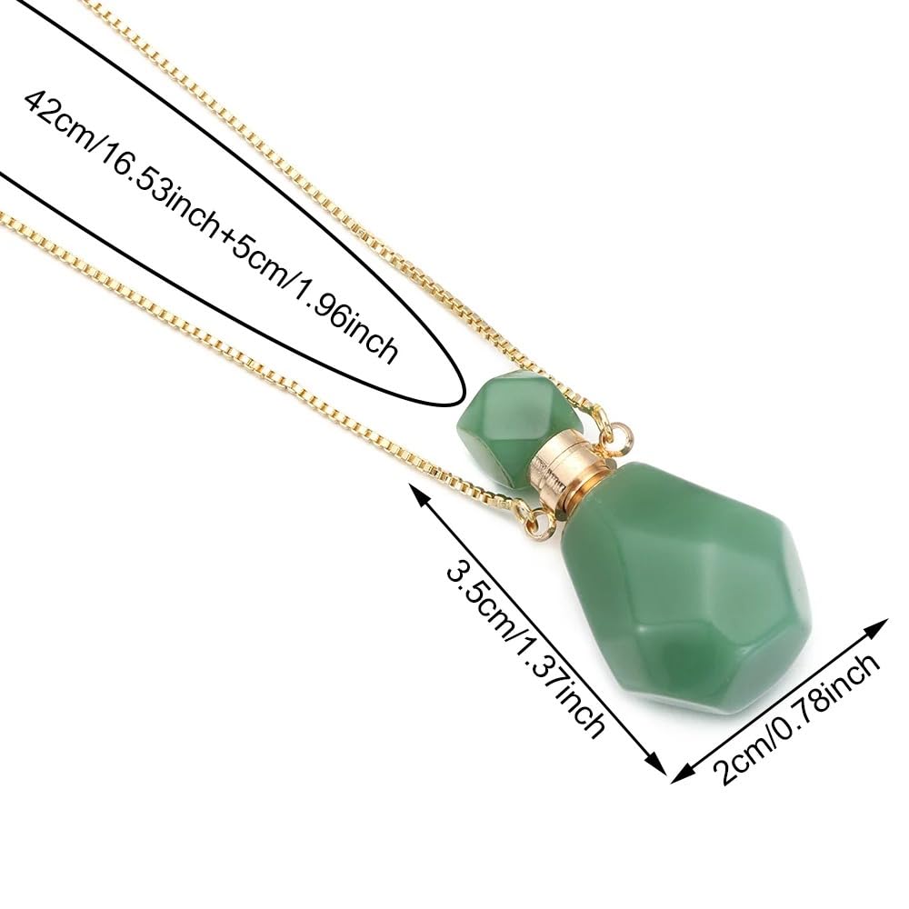 925 Sterling Silver Essential Oil Necklace For Women And Men, 14K Gold Filled Natural Stone Round Perfume Bottle Necklace, Essentials Oil Diffuser Vial Necklace (2 - Essential Oil Necklace)