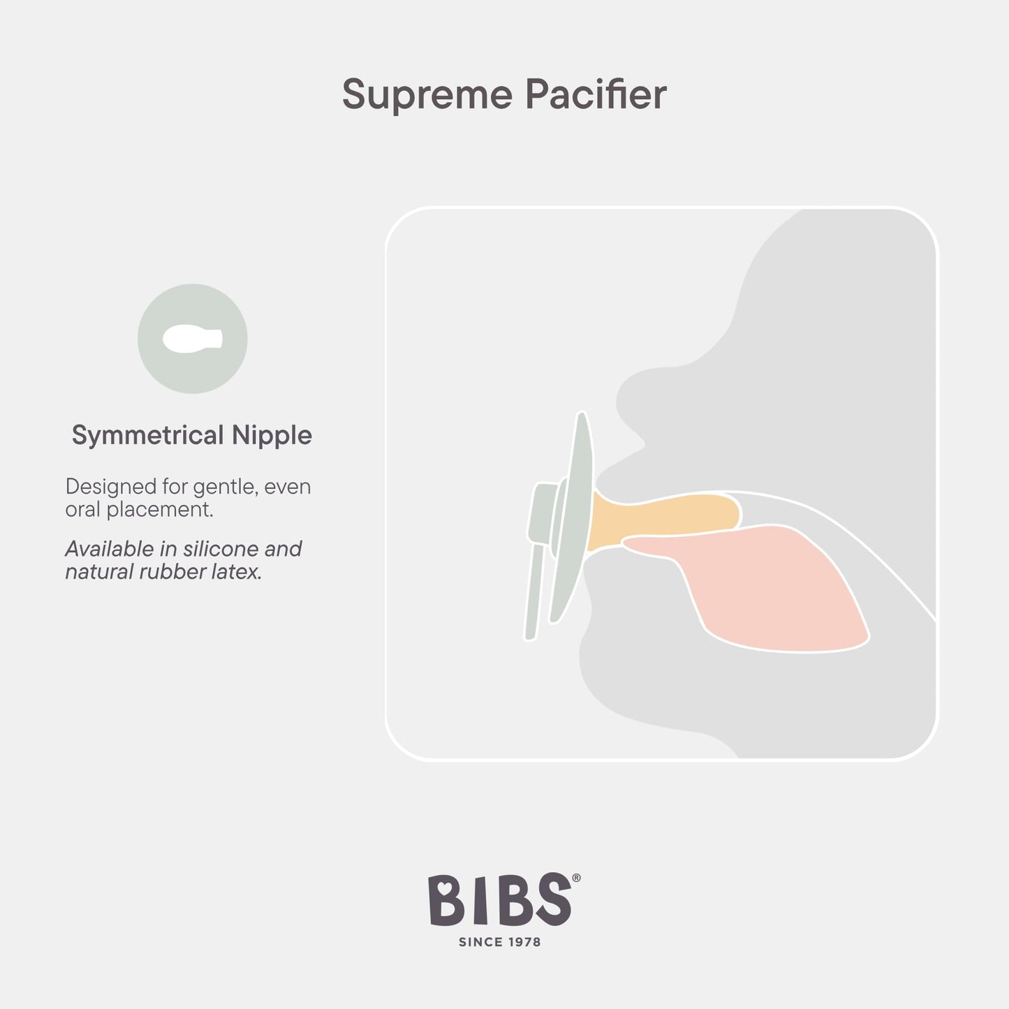 BIBS Supreme Soother 2-Pack, BPA Free Dummy Pacifier, Symmetrical Nipple. Silicone, Size 1 (0-6 Months), Ivory/Sage