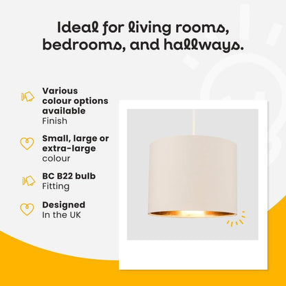 MiniSun | Extra Large Modern Black and Gold Drum Light Shade | Pendant Lights, Home Décor & Improvement Essential | 450mm Shade Width