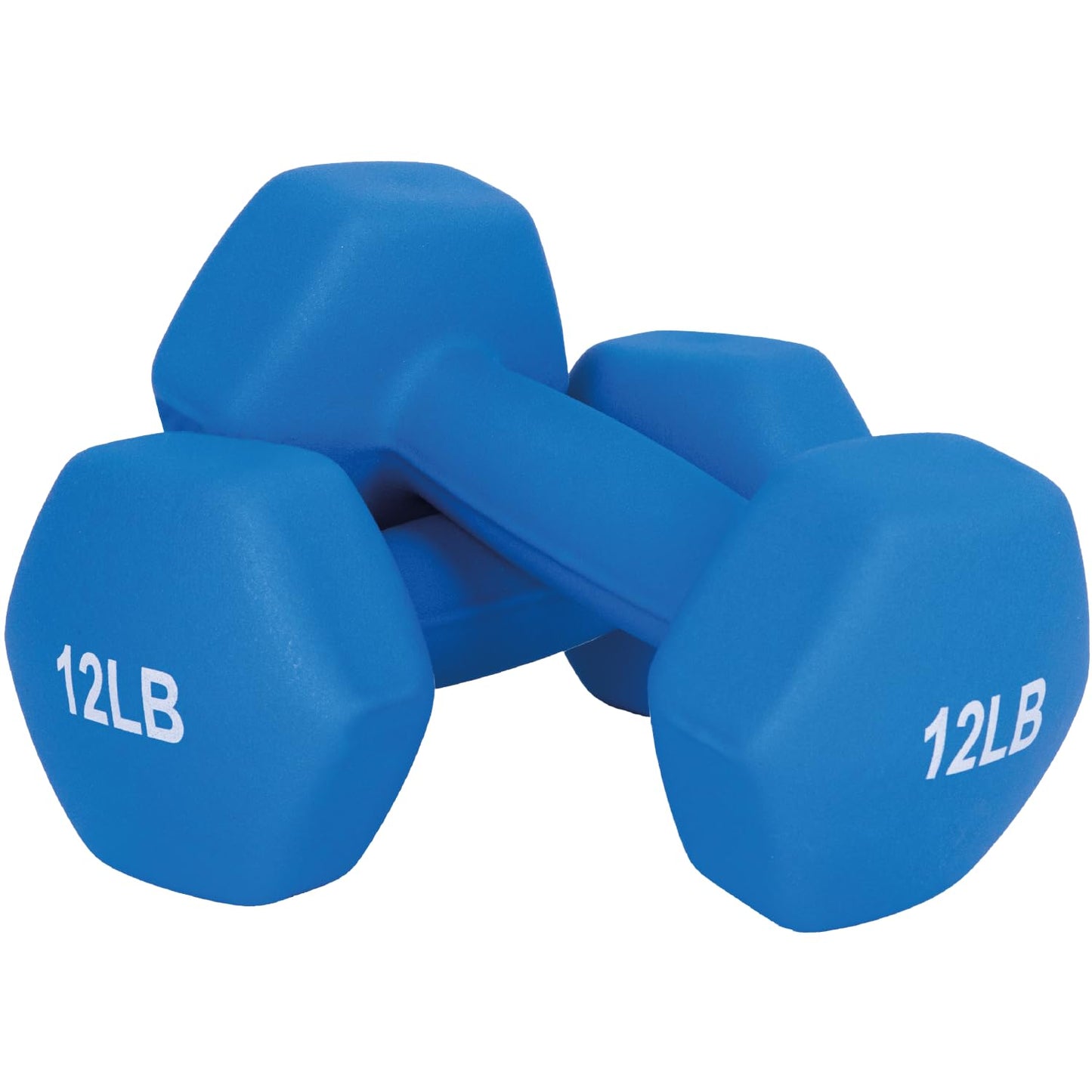FUXION 12lb Neoprene Dumbbell Hand Weights, Sets of 2 with Multiple Weight Options, Hexagon Non-Slip Weights for Home Gym Yoga Pilates Workout - Dark Blue