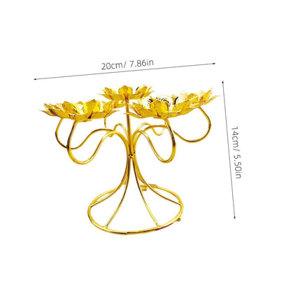 Lurrose Metal Lotus Shaped Tealight Candle Holder Alloy Heat-Resistant Candle Stand Not Easy to Deform for Bedroom and Living Room Furniture Decoration