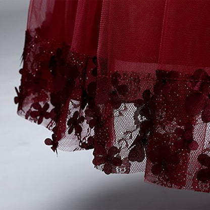 Acecharming Flower Girl Dresses for Wedding, Bridesmaid Baby Girl Pageant Elegant Lace Tulle Baptism Princess Party Dress
