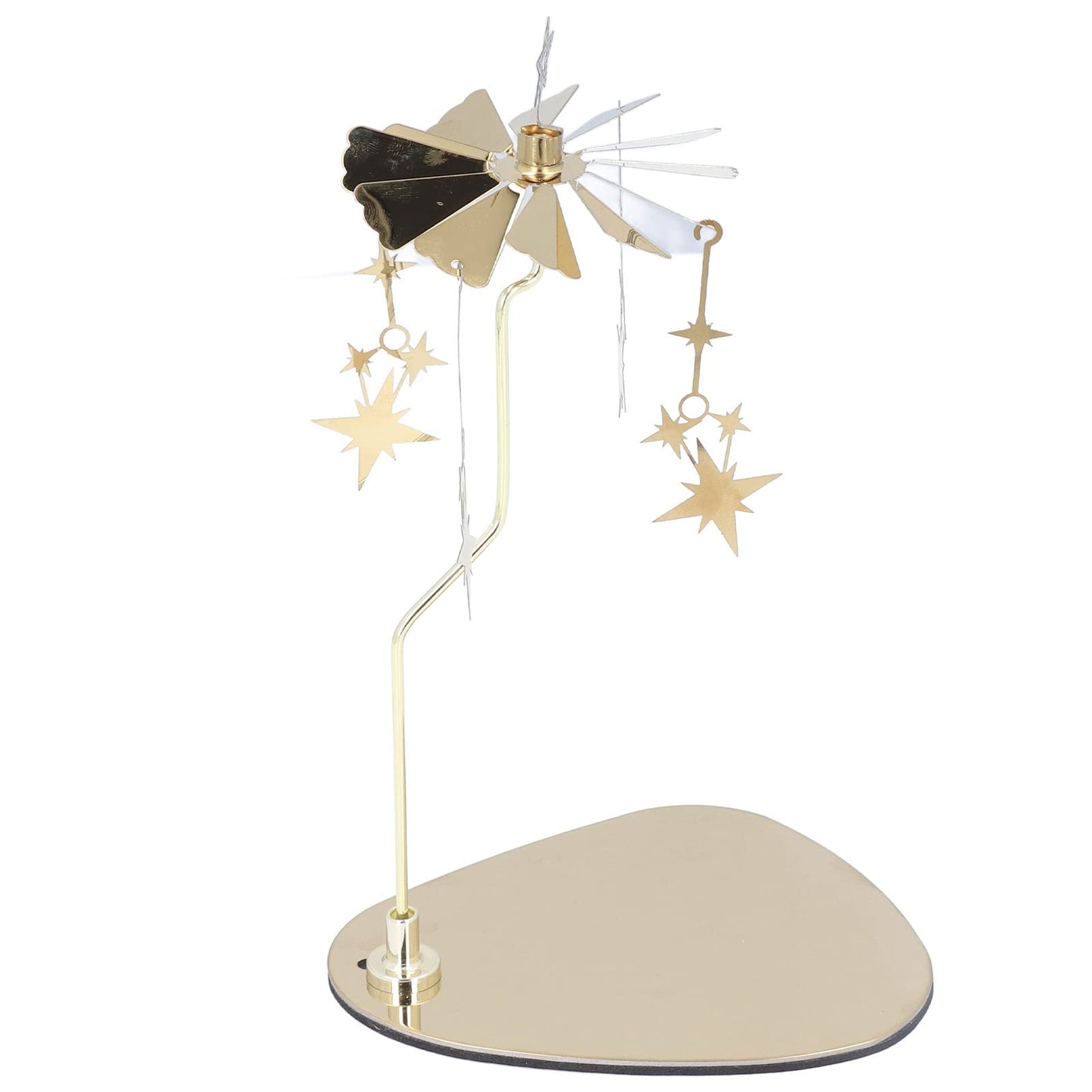 Rengue Rotating Candle Holder, Wind Design Stainless Steel Wind Design 5.1x4.1in Tray 7.1in Stand Height for Romantic Home Decor Wedding (#5)