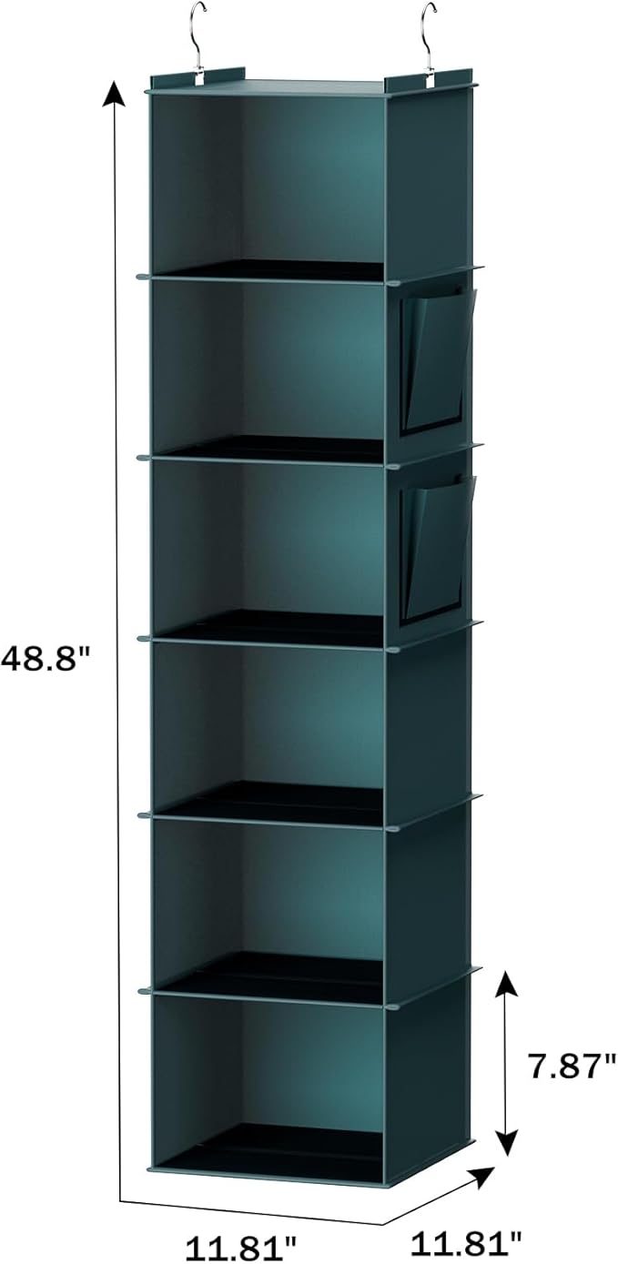 YOUDENOVA Hanging Closet Organizer, 6-Shelf Closet Hanging Storage Shelves