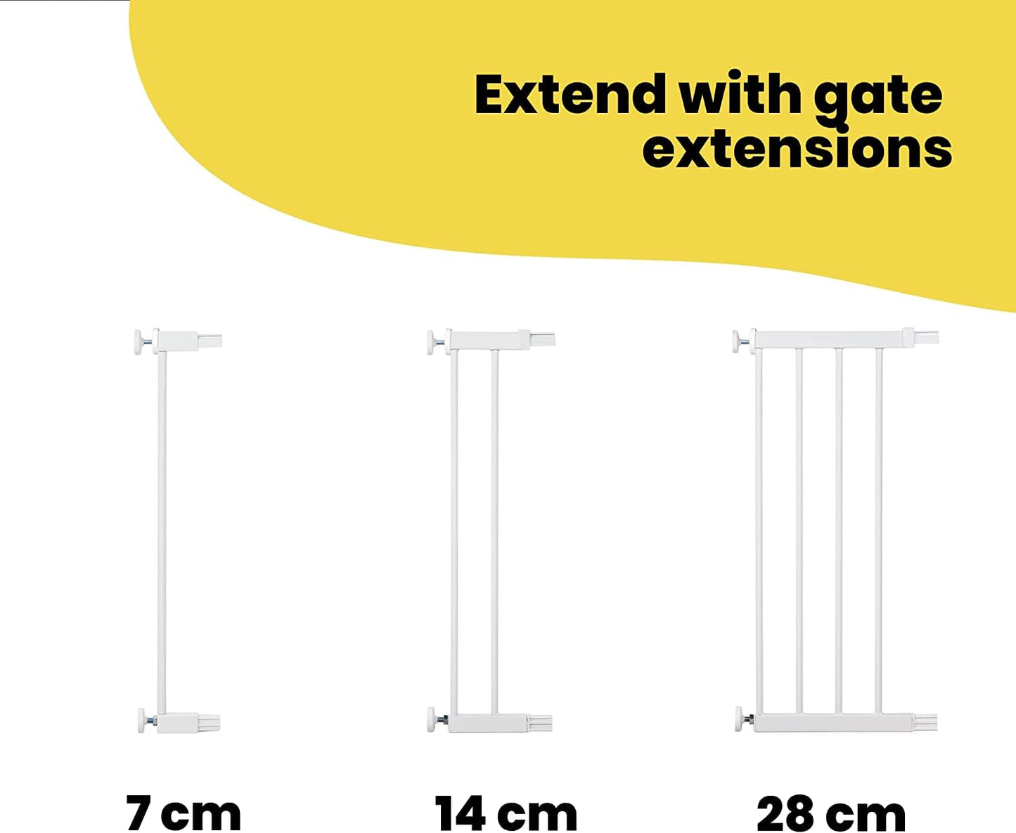 Safety 1st Auto Close Gate, Baby Stair Gate Pressure Fit, 73-80cm (max. 136cm), Automatic Closing Baby Safety Gate, One-Hand Opening, No-Screw Installation (No Drilling), Double Lock System, White
