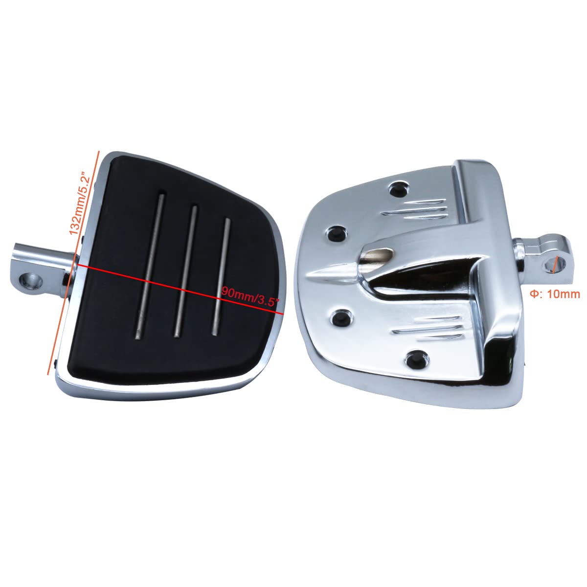 Motorcycle Mini Board Floorboards Footpegs Pedals Footrests Highway Pegs with Male Mount Adapters & Anti-Slip Rubber Universal for Harley Davidson Dyna Touring Dyna Suzuki Yamaha Triumph (Chrome)