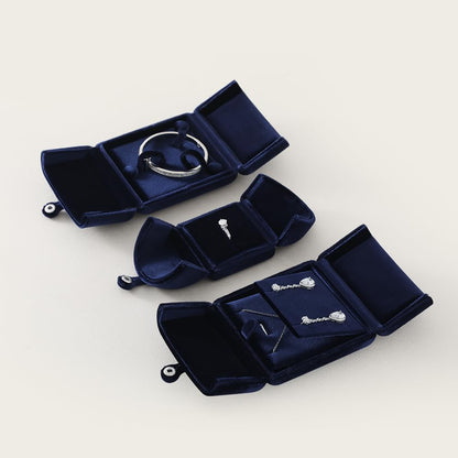 Yinbeini Necklace Jewelry Box，Velvet Earring Gift boxes Display，Valentine Necklaces Holder for Women，Men Earrings Storage Cases (Blue)
