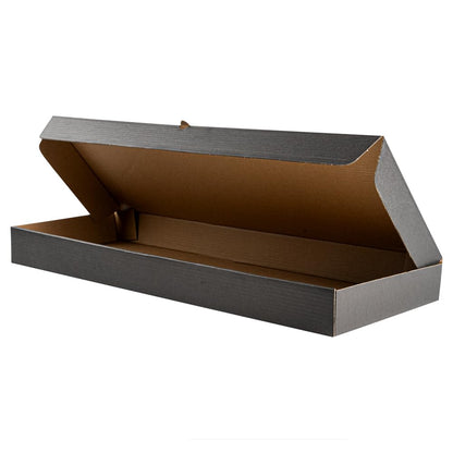 Restaurantware Eco Pie 24 x 12 x 2 Inch Flatbread Takeaway Boxes 50 Sturdy Corrugated Pizza Boxes - E-Flute Design Tab-lock System Black and Kraft Paper Pizza Boxes Disposable For Flatbreads