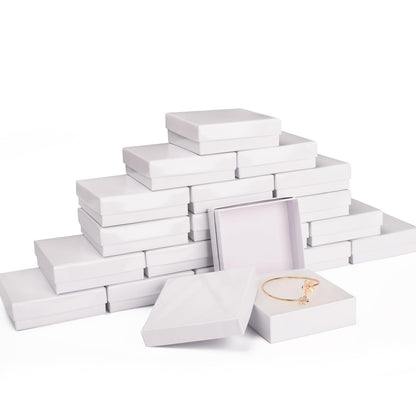 Foraineleyo Cardboard Jewelry White Gift Boxes 20 Pack3.5×3.5×1 inches, Small Cardboard Jewelry Boxes with Cotton Filled and Lids,its apply to displaying necklaces, rings, bracelets, earrings