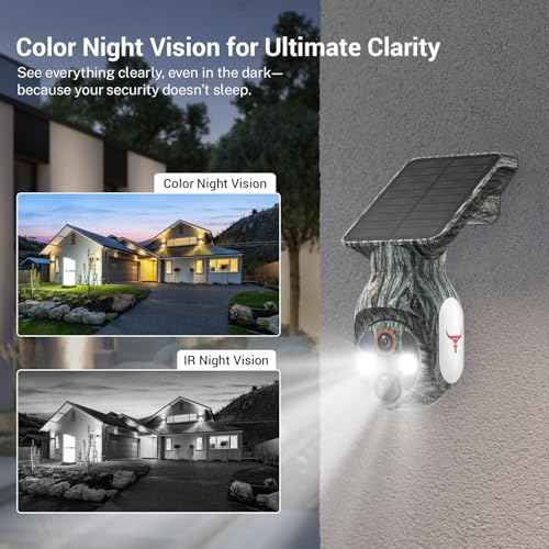Solar-Powered 1080p WiFi Battery Camera, Security Cameras Wireless Outdoor for Home Surveillance, AI Human Detection, Color Night Vision, Cloud Storage (WiFi (Camo))