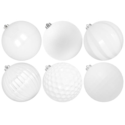 Benjia Extra Large Size Outdoor Christmas Ornaments, Oversized Huge Big Shatterproof Xmas Christmas Plastic Balls for Outside Lawn Yard Tree Hanging Decorations (6"/150mm, White, 6 Packs)