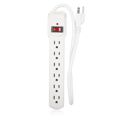 Maxxima 4-Pack 6 Outlet Power Strip Surge Protector - 300 Joules, Features Red On/Off Switch, Powers Multiple Electronics and Devices Simultaneously, Perfect for Home Appliances - Black