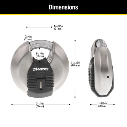 Master Lock M50XD Magnum Heavy Duty Stainless Steel Discus Padlock with Key