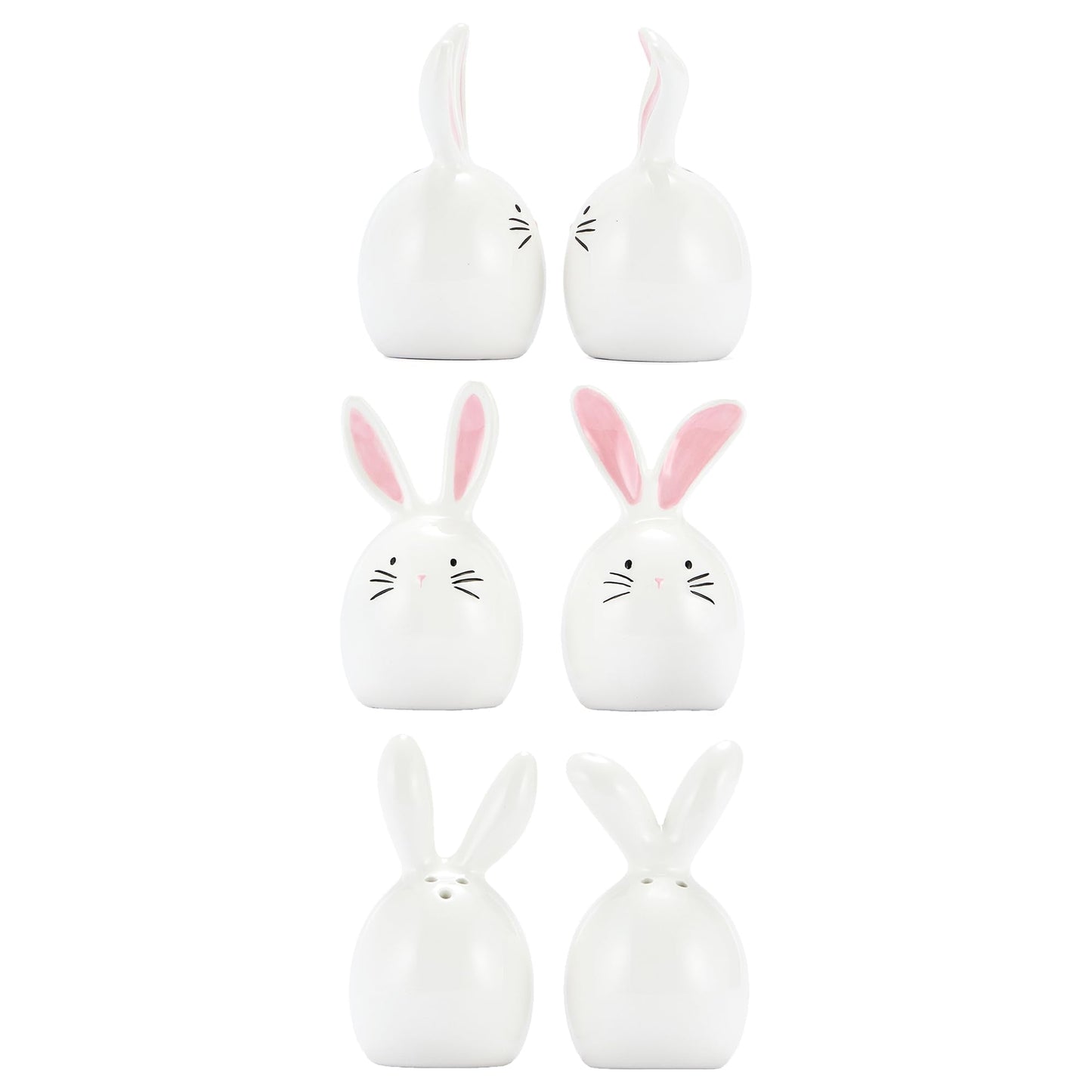 Bico Dreamy Rabbit Ceramic Hand Painted Salt & Pepper Shaker Set, Easter Decoration Table Top, Dishwasher Safe
