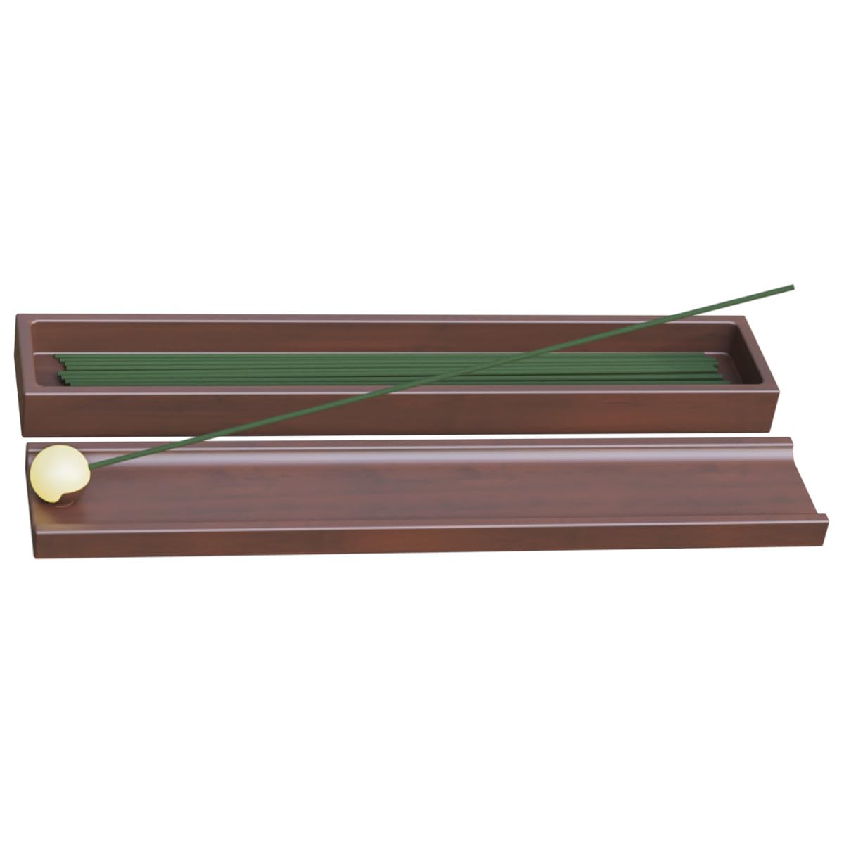 Ikibumi Brown Wooden Incense Stick Holder with Storage Box