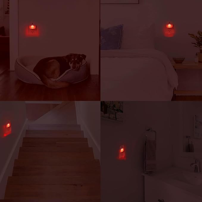 LED Night Lights Plug into Wall,Soft Night Light with Dust to Dawn Sensor,Nightlight for Travel,Kitchen,Adults, Bathroom,Bedroom,Stairs,Nursery,Hallway,6 Packs,Red Light