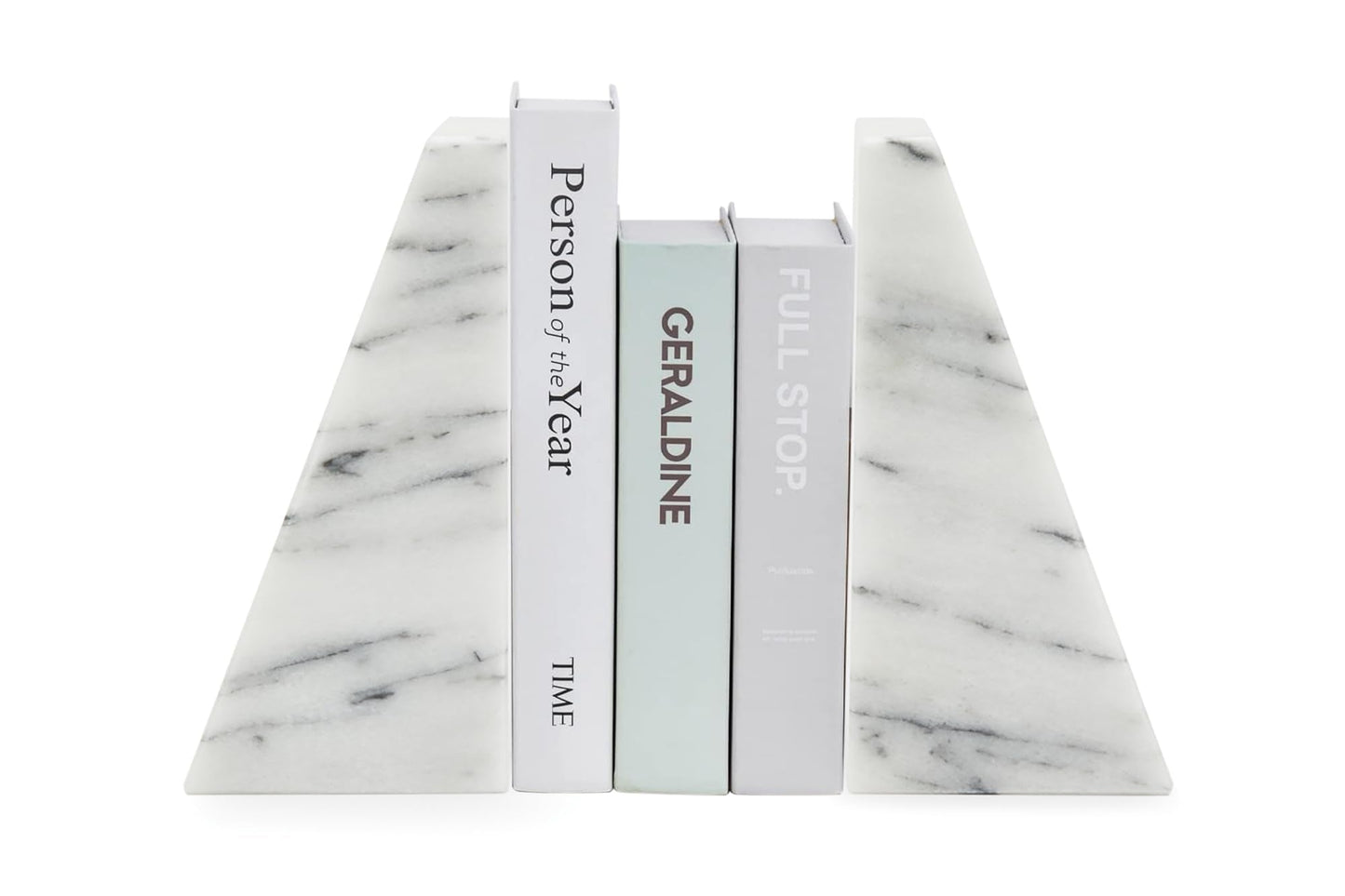 Fox Run Triangular 100% Natural Polished White Marble Bookends 4 x 3 x 6 inches