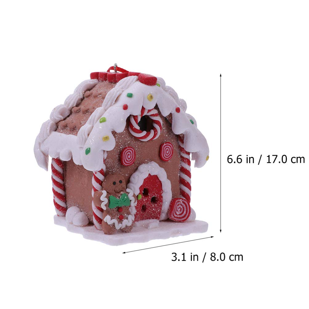 Toyvian 3 Pcs Gingerbread Houses: LED Christmas Village Houses with Rope, Soft Clay Dough Hanging Ornaments - Resin Santa Snowman Figures for Home Holiday Xmas Decor