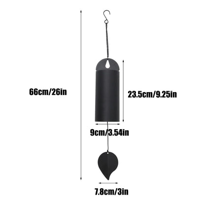 urmetimern Wind Chimes for Outside Deep Tone Large Metal Cylinder Memorial Wind Chime Unique Serenity Bell with Deep Resonance for Garden Patio Yard Porch Outdoor Decor, Black