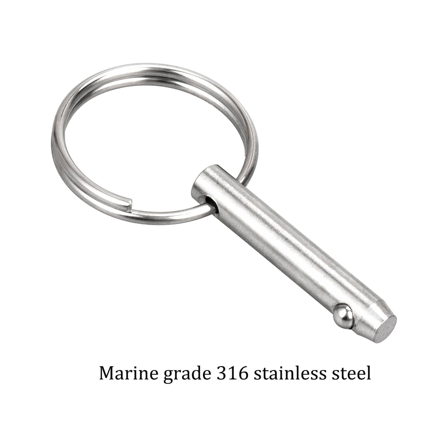 4 PCS Marine 316 Stainless Steel Quick Release Pin Bimini Top Pin, Diameter 3/16"(4.8 mm), Overall Length 1.37"(35 mm), Usable Length 0.866"(22 mm)