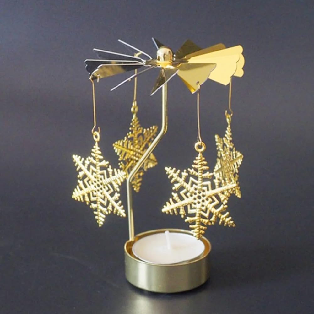 Rotary Candle Holder,Spinning Flying Angel Tea Lights Candle Holder,Spinning Romantic Candlestick for Wedding Home Decor(Carousel,Silver)