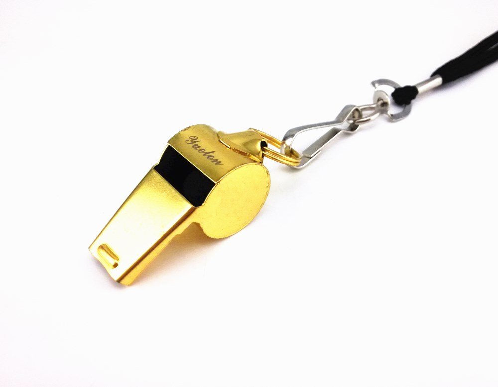 yueton Copper Loud Sport Coach Emergency Whistles with Lanyard, Pack of 6 (Golden)