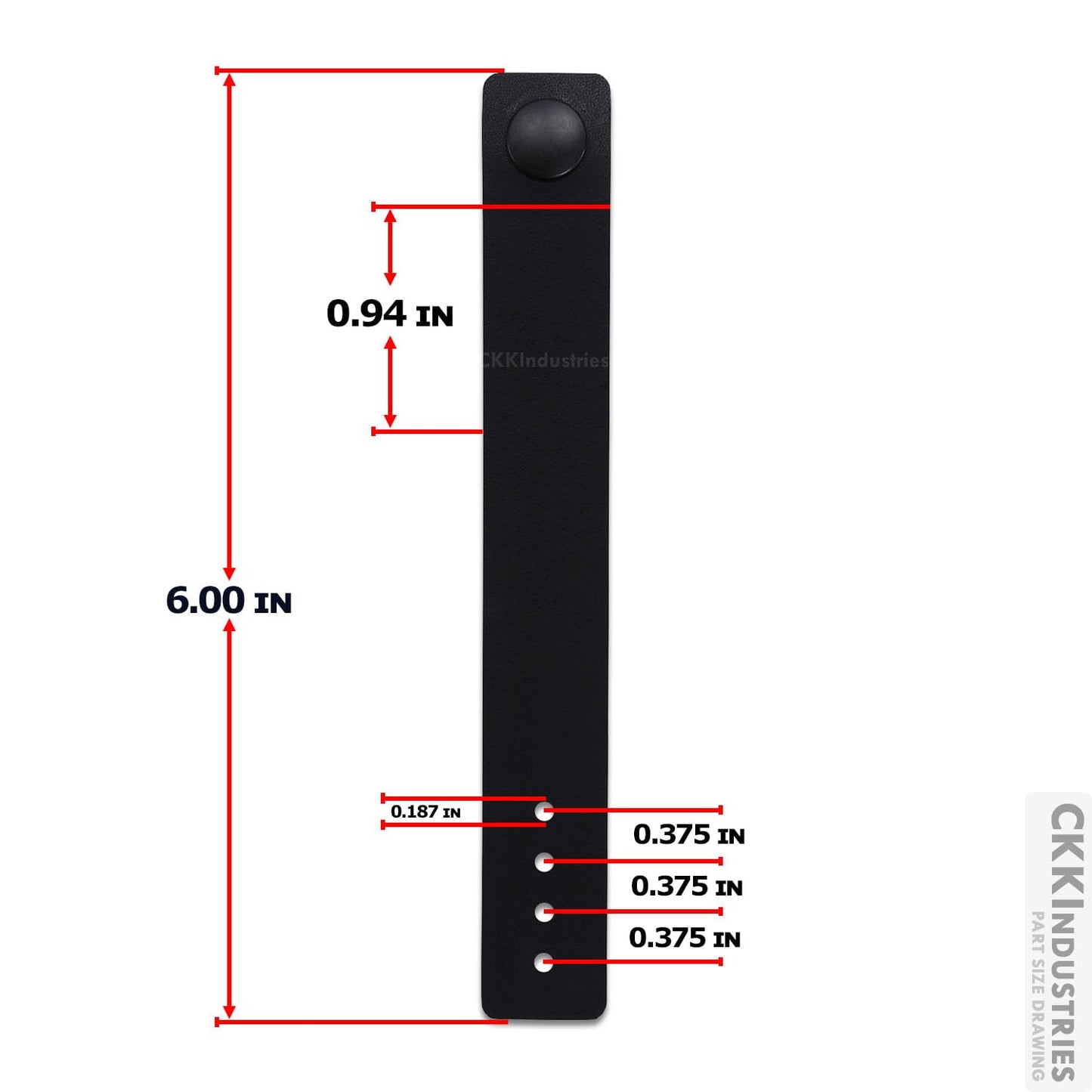 IWB Belt Loop - (8-9oz Leather) - Black w/Black Pull-The-Dot Snap & Mounting Hardware - 6.0 x 0.875 Inches - for IWB Holster Carry - (Fit 1.25-2.00 Inch Belts (Adjustable)