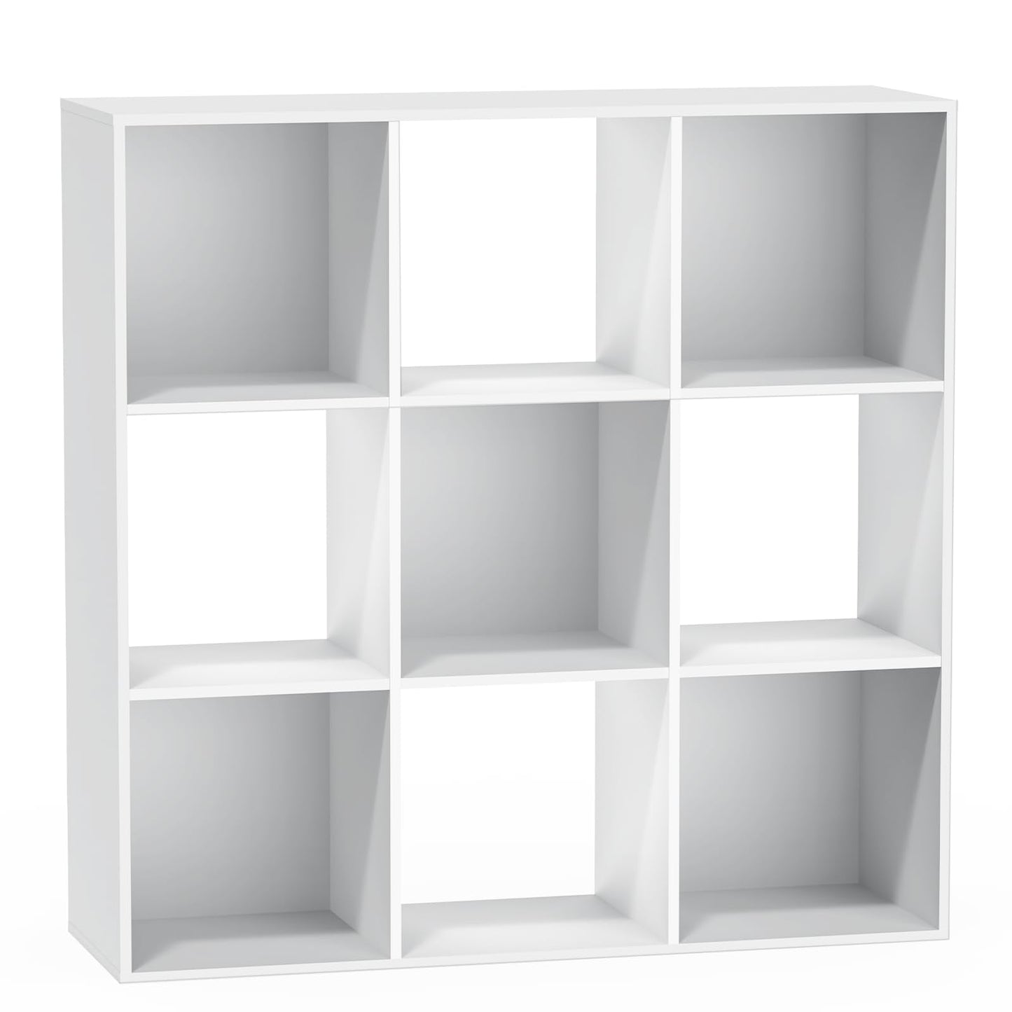 Nestwise 9 Cube Storage Organizer, Free Standing Display Shelf with Open Cubes, Floor Standing Book Shelf Bookcase with Storage for Home Office, Living Room, Bed Room (White, 9-Cube)