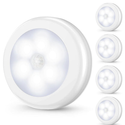 Mlambert 4 Pack Motion Sensor LED Night Light, Cordless Battery-Powered Stick-on Magnet Closet Lights, Safe Lights for Stairs, Cabinet, Cool White