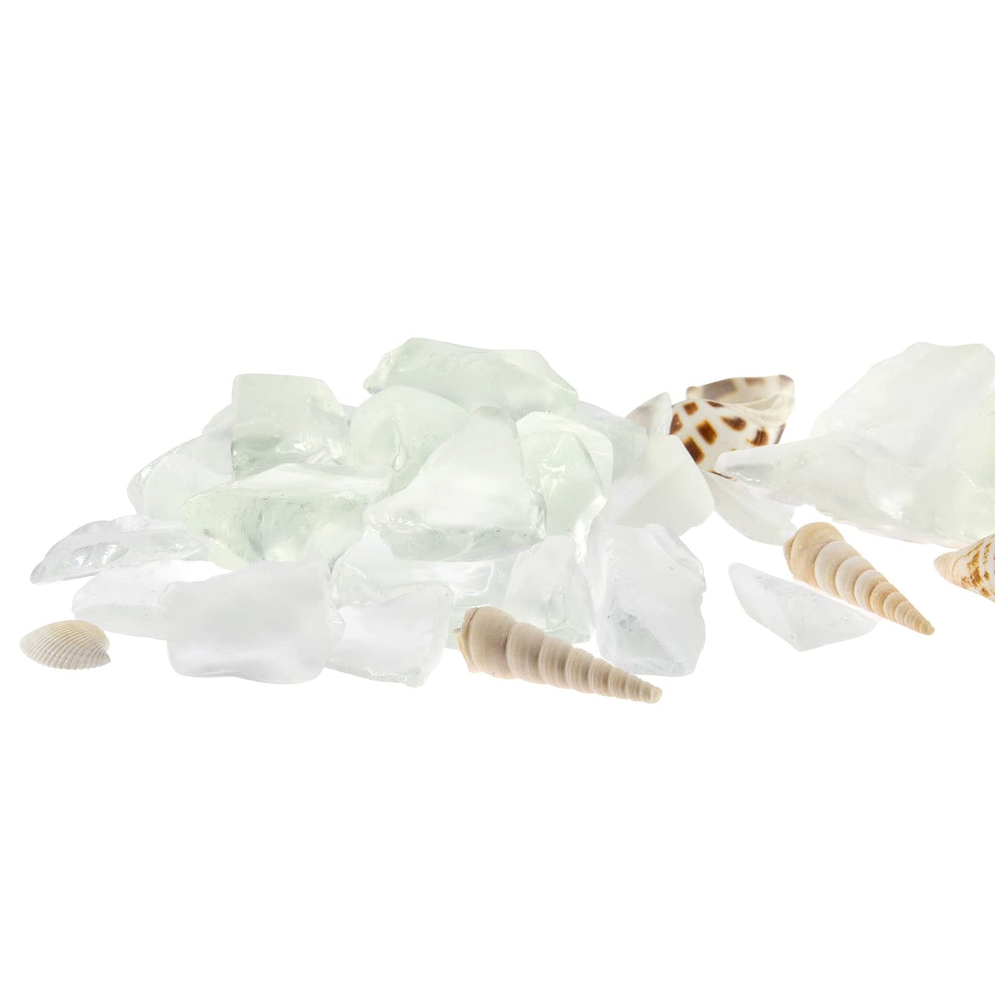 Ausluru 10LB Frosted Sea Glass Vase fillers Crushed Glass, Sea Glass Ideal for Christmas DIY Craft, Aquarium Gravels, Crushed Sea Glass Pieces for Beach Wedding, 0.7-3" (5LB Turquoise + 5LB Clear)
