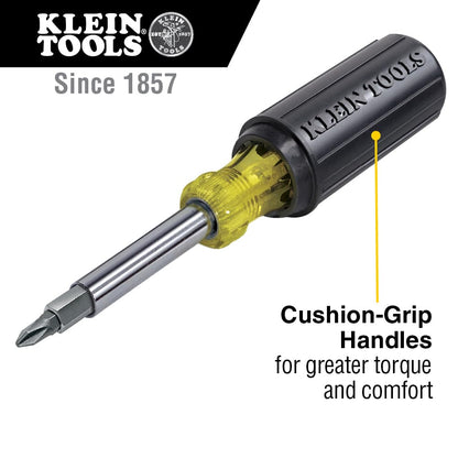 Screwdriver And Nut Driver 11-in-1 Multi Tool, Industrial Strength Bits, Cushion Grip Handle KLEIN TOOLS 32500 , Black