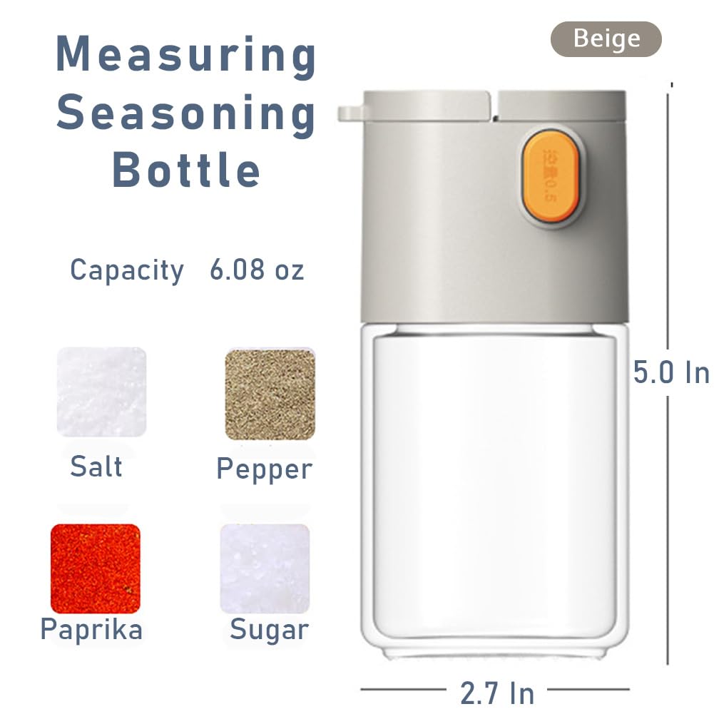 2Pcs Measure Seasoning Bottles, Salt Pepper Shaker Set, Kitchen Must have, Glass Metering Spice Salt Paprika Pepper Cumin Powder Sugar Dispenser Spice Jar, BPA Free