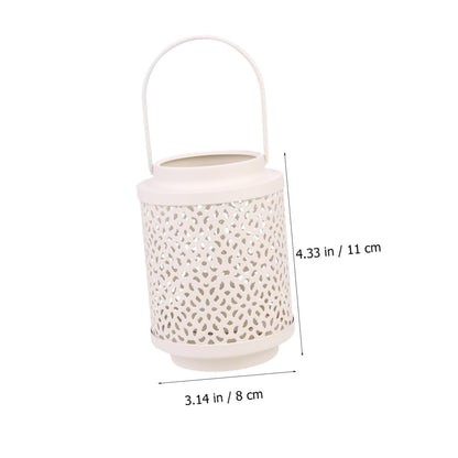 Garneck Iron Art Hollow-Out Candle Stand Decorative Candlestick Holder White Metal Lantern for Restaurant Tabletop Adornment Home Dining Decor