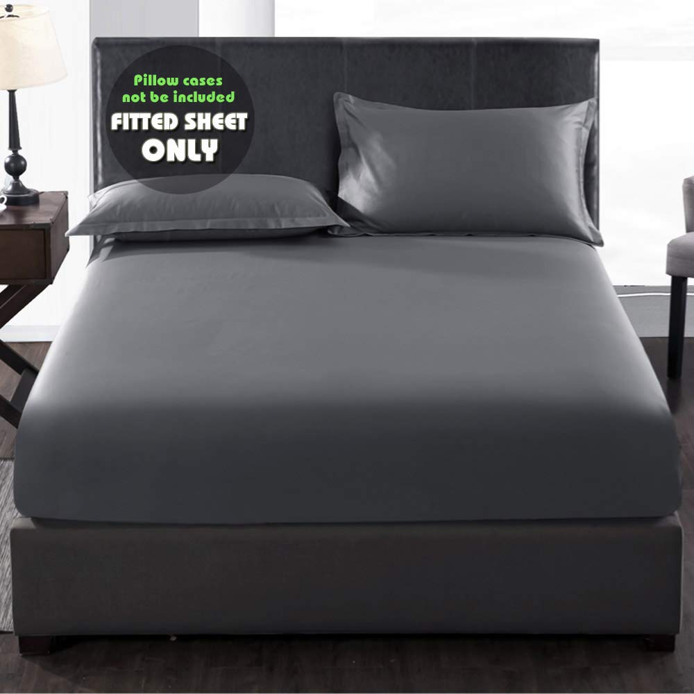 Fitted Sheet- COSMOPLUS Queen Fitted Sheet Only（No Flat Sheet or Pillow Shams）,4 Way Stretch Micro-Knit,Snug Fit,Wrinkle Free,for Standard Mattress and Air Bed Mattress from 8” Up to 14”,Gray
