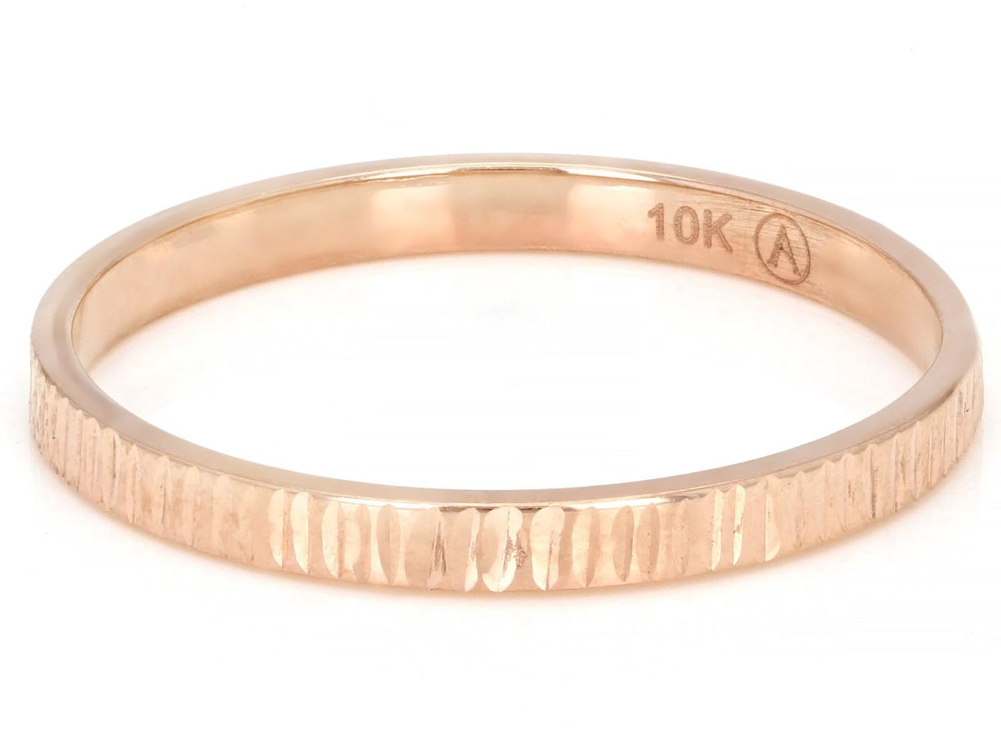 JTV 10K Gold 2 mm Textured Band Ring - Unisex Wedding Band - Elegant, Durable, & Comfortable for Everyday Wear, Anniversary, or Gift - (Rose Gold, 10)