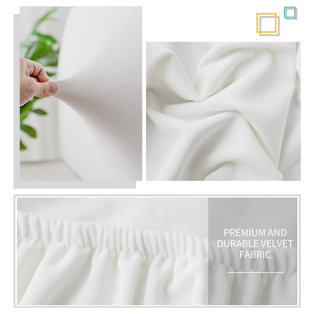 DUJUIKE Bed Headboard Cover for Queen, Stretch Bed Head Board Slipcover Covers, Dustproof Protector Velvet Cover for Upholstered Headboard (White, for Queen Headboard (59"-67"))