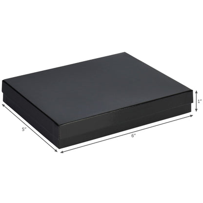 Cardboard Jewelry Boxes 10 Pack - 6"x5"x1" Bulk Cotton Filled Small Gift Boxes with Lids for Jewelry Packaging - Jewelry Gift Boxes for Shipping, Small Business, Accessories (Black)