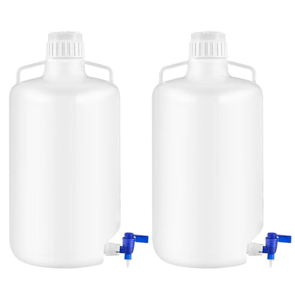 Maxdot 2 Pcs 5.3 Gallon Plastic Dispenser Carboy with Spigot Leak-Proof, Durable Hdpe, Plastic 20l Reusable Liquid Storage Solution for Lab, Pharmaceutical, and Industrial Use