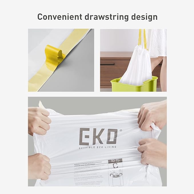 EKO 21 Gallon / 50-90 Liter, Extra-Strong Unscented Garbage Bags, Easy-Dispense