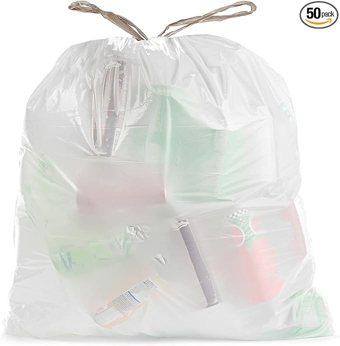 Ultrasac 18 Gallon 2.0 MIL White Drawstring Trash Bags