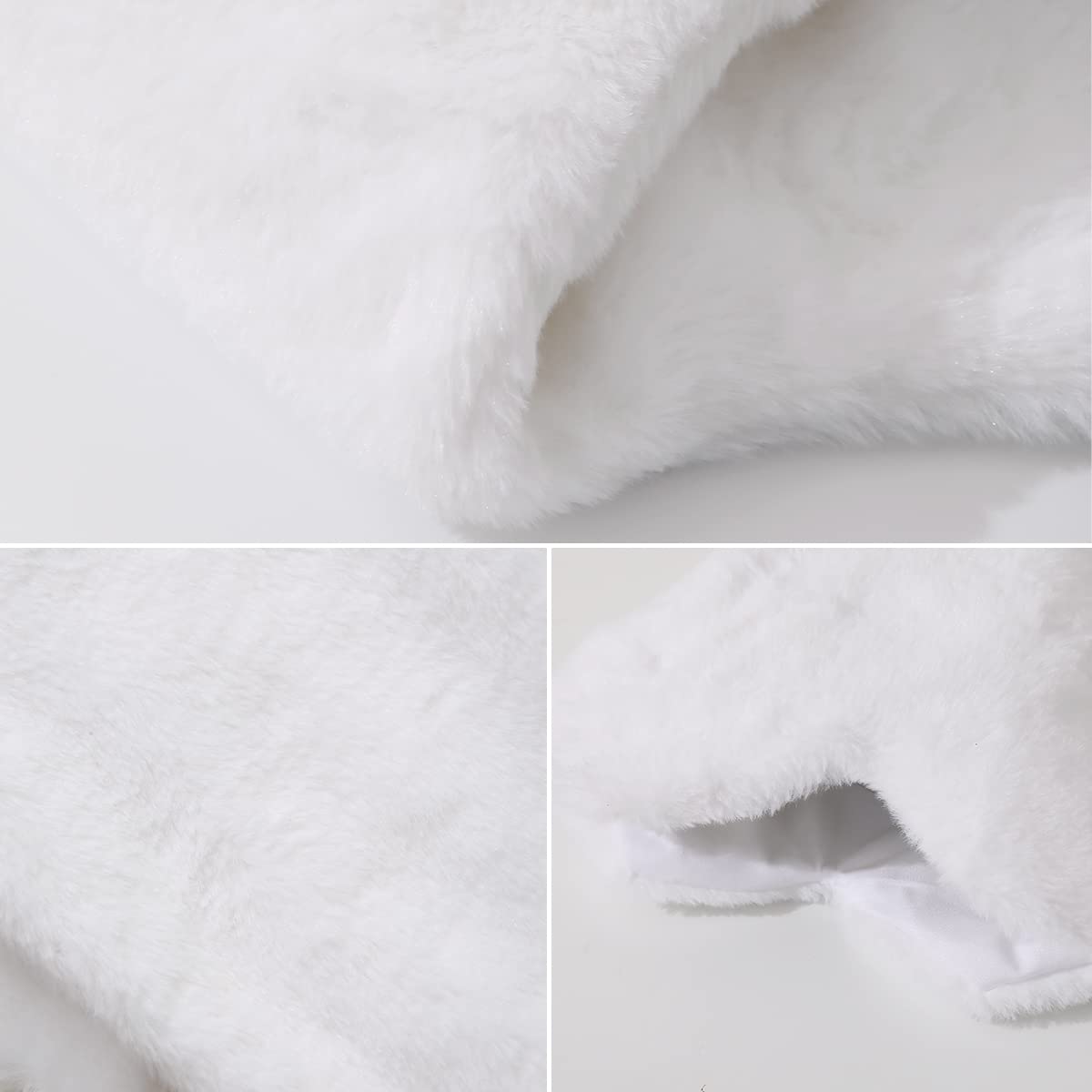 Waarms 3 Pack Snowy White Plush Dog Christmas Stockings, Bone Shape Faux Fur, Large Personalized Hanging Christmas Stockings for Dogs Pets Xmas Holiday Decoration