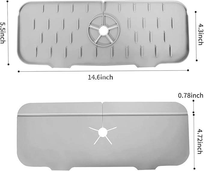 2Pcs Kitchen Sink Splash Guard, Silicone Faucet Mat Splash Guard