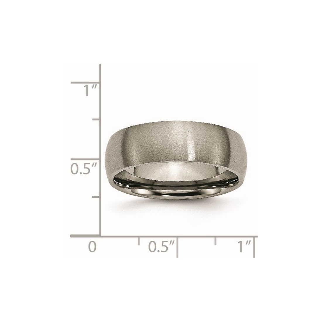 JewelryWeb Titanium Half Round 7mm Brushed Band Ring Size 10 Ring for Women and Men