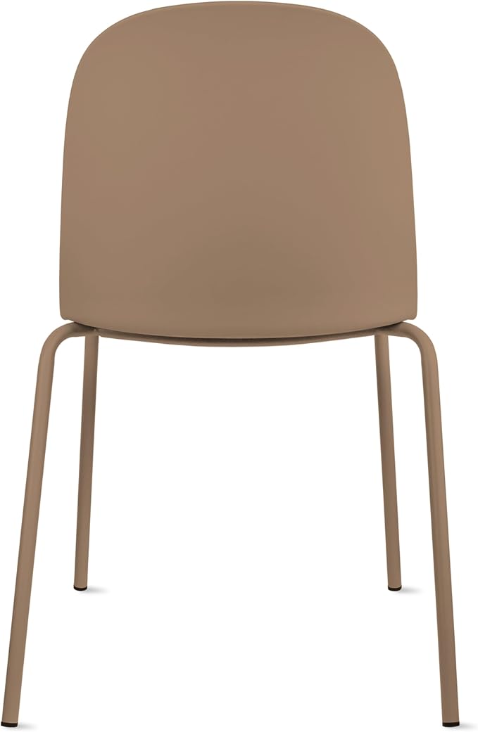 2xhome Parent Modern Stackable Armless Dining Chair | Plastic Shell Seat with Metal Legs | Indoor or Outdoor Use | Home Kitchen Patio (1, Brown, Padded Seat)