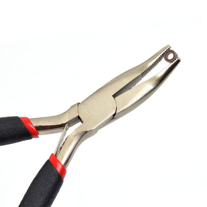 Hair Extensions Tool Kit Black Hair Pliers Pulling Hook Bead Device Tool Kits and 500 Pcs 5 mm Micro Links Rings Beads (Black)