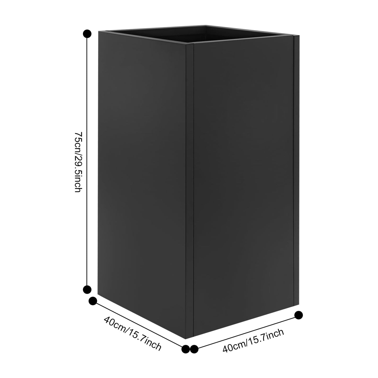 SODONAD Tall Metal Planter Box, Heavy Duty Planter Box, Rectangular Outdoor/Indoor Planters Modern Flower Pot for Porch Patio Garden Balconie, 16'' × 16'' × 30''