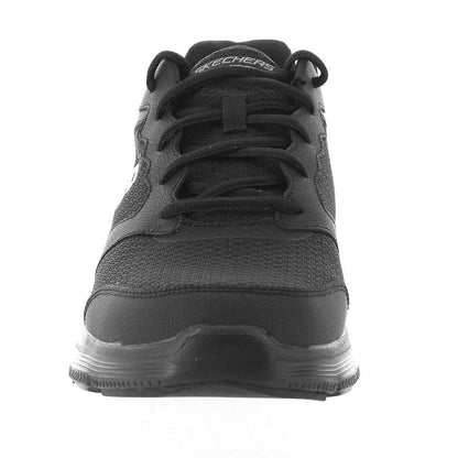 Skechers Men's Flex Advantage 4.0 Sneaker, Black Leather Mesh Pu Black Trim, 10 UK
