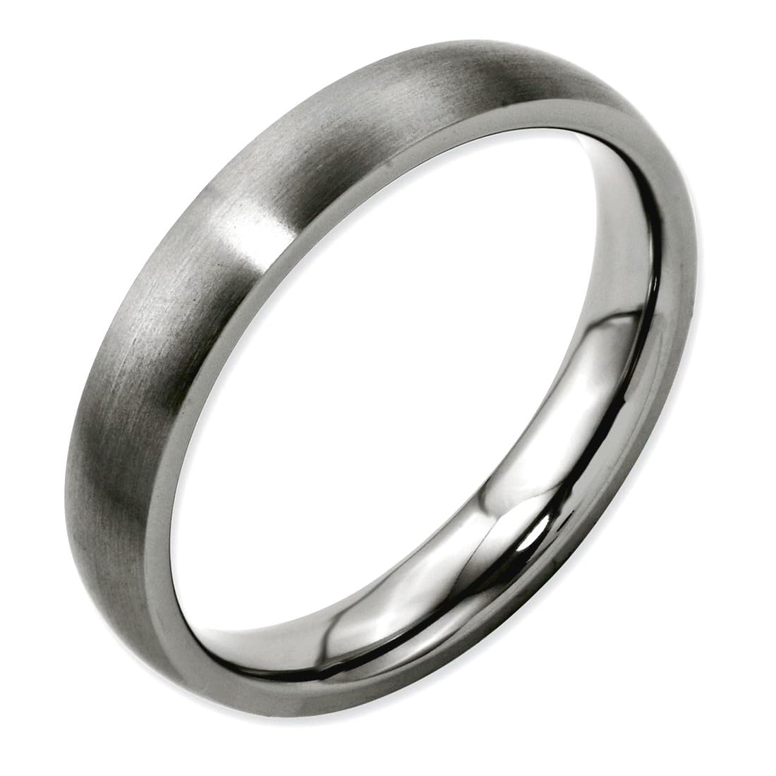 JewelryWeb Titanium Half Round 4mm Brushed Band Ring Size 9 Ring for Women and Men