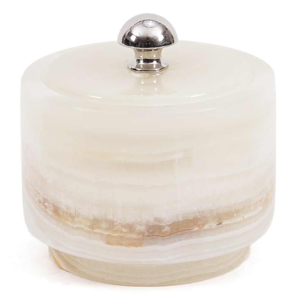 Radicaln Marble Salt Cellar with Lid 3" White Onyx Handmade Salt Box & Spice Jar for Kitchen Counter, Ideal Salt Holder, Sugar Bowl & Salt Dish, Salt Container For Housewarming Gift & Kitchen Decor